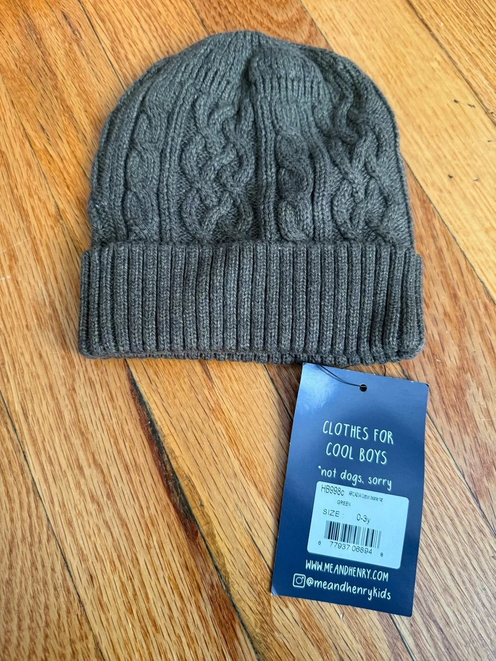 Kids Chocolate Brown Cable Knit Beanie